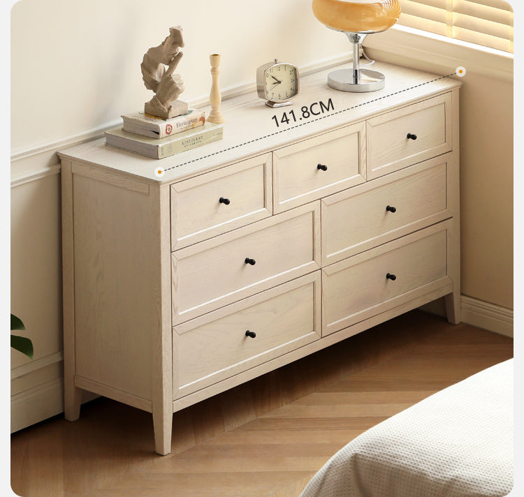 Rubberwood, Oak Solid Wood American Style Chest of Drawers
