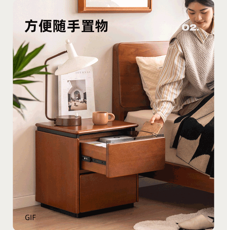 PoplarSolid Wood Vintage Style Nightstand