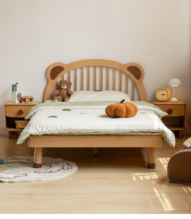 Beech Solid Wood Cartoon Bear Children's Bed