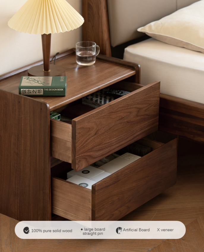 Sandalwood, Black Walnut Solid Wood Nightstand.