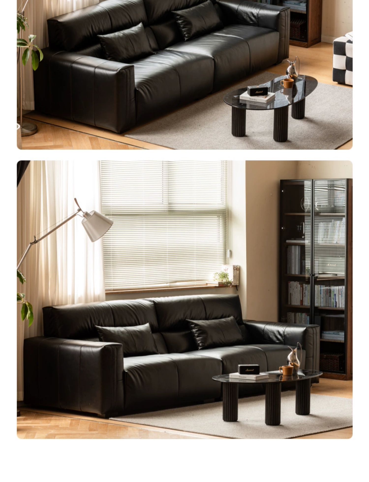 Genuine Leather Sofa Italian Top Layer Cowhide Down Sofa.