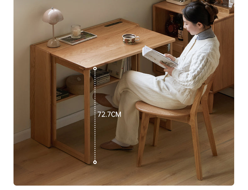 Solid Rubberwood, Oak Solid Wood Nordic Modern Dining Folding Table