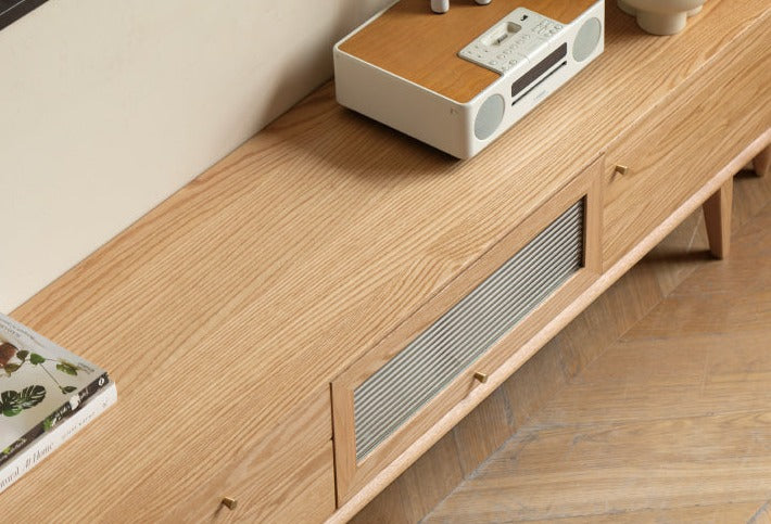 Oak Solid Wood Flip Door TV Cabinet.