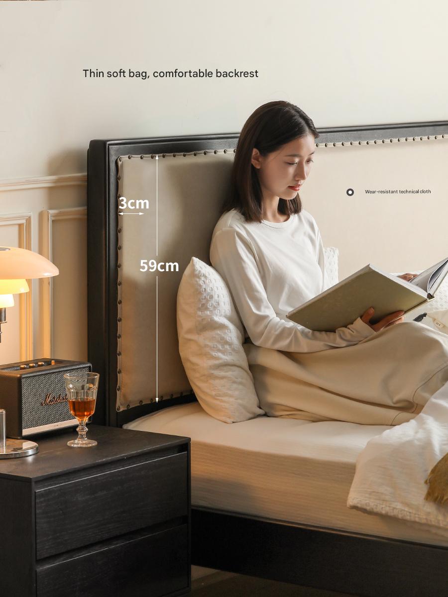 Oak Solid Wood Technology Cloth American Soft Back Bed