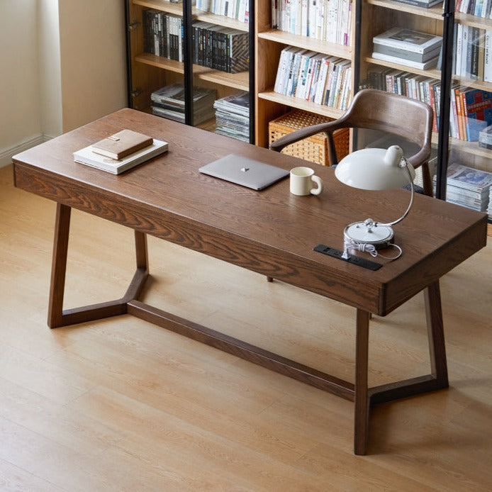 Black Walnut, Oak Solid Wood Italian Light Luxury Office Desk