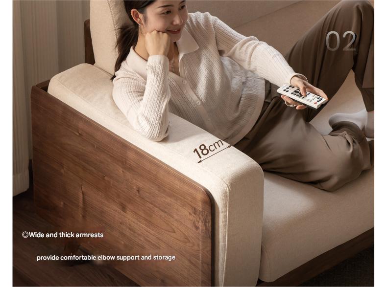 Black Walnut, Oak, Ash Solid Wood fabric sofa high back