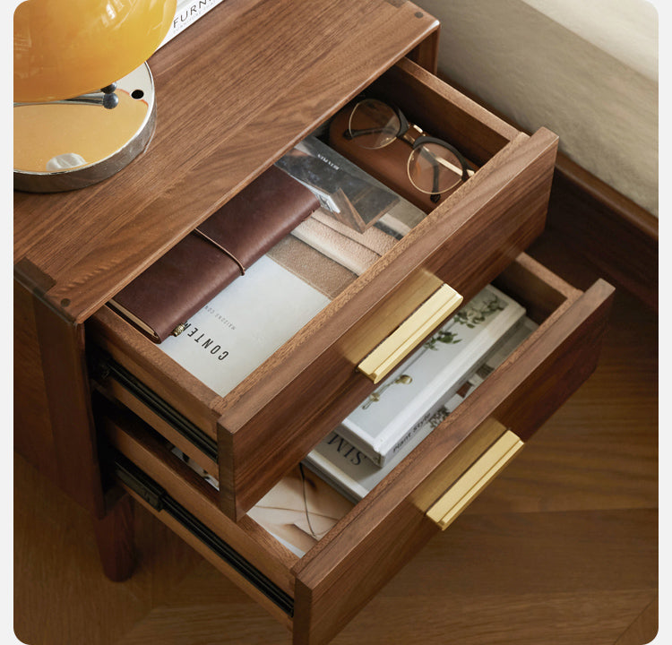 Black Walnut Solid Wood Nightstand.