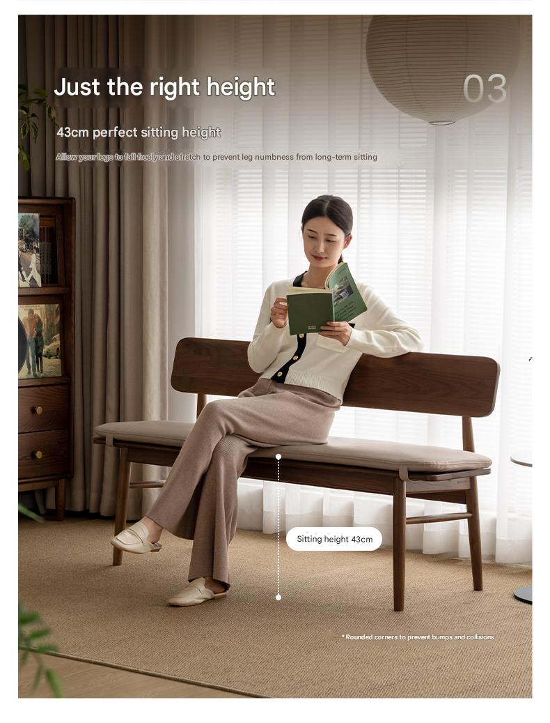 Black Walnut Solid Wood Long Bench