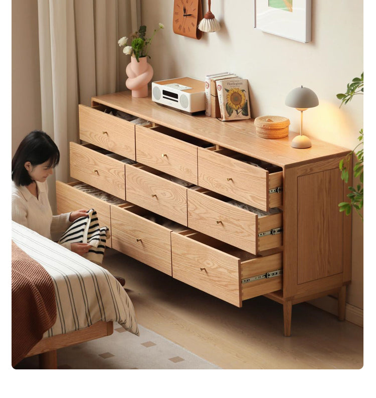 Oak Solid Wood, Solid RubberWood Nordic Chest of Drawers