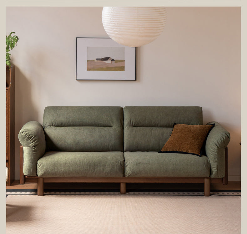 Black Walnut, Oak Solid Wood Sofa Genuine Leather, fabrics