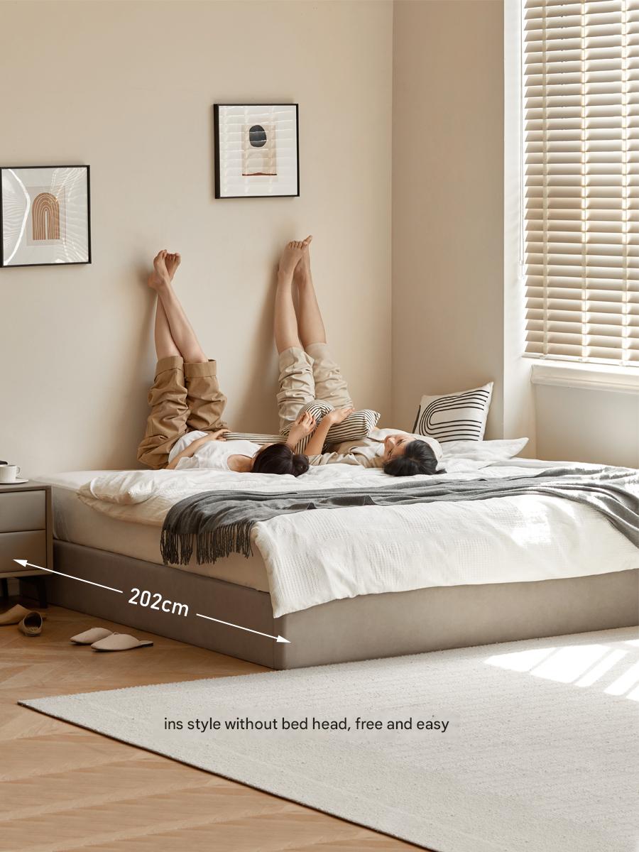 Technology cloth box platform bed, headboard-free bed
