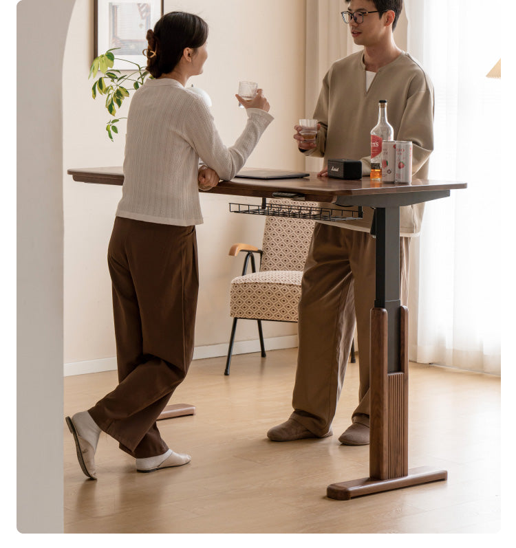 Black Walnut, Oak, Sandalwood, Ash Solid Wood Electric Elevating Desk