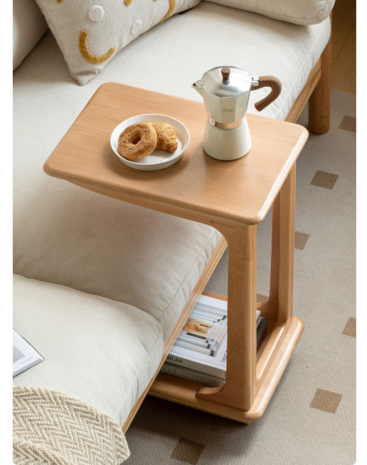 Cherry, Beech, Black Walnut, Solid Rubberwood Chic C-Shaped Side Table