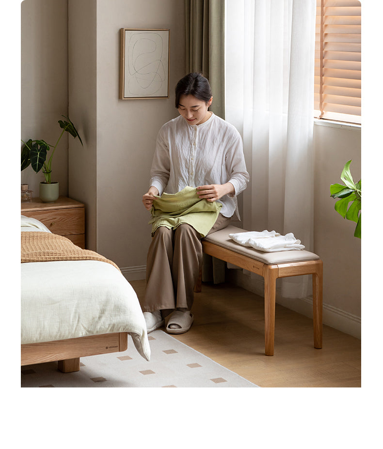 Black Walnut, Oak Solid Wood Nordic Soft Pack Long Bench