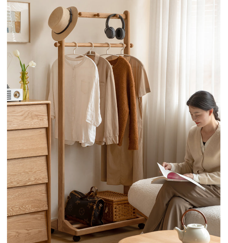 Oak, Birch, Solid Rubberwood Movable Hanger