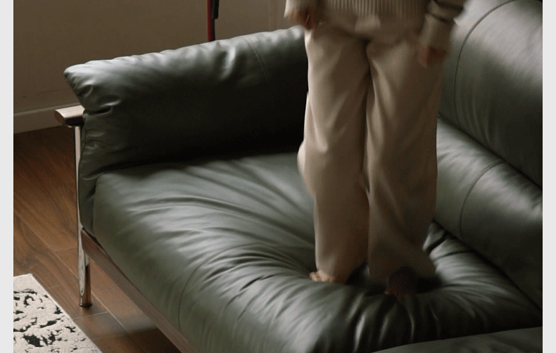 Black Walnut Solid Wood Italian Leather Sofa-