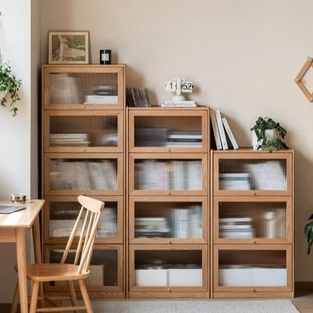 Oak Solid Wood Flipped Door Side Cabinet Free Combination