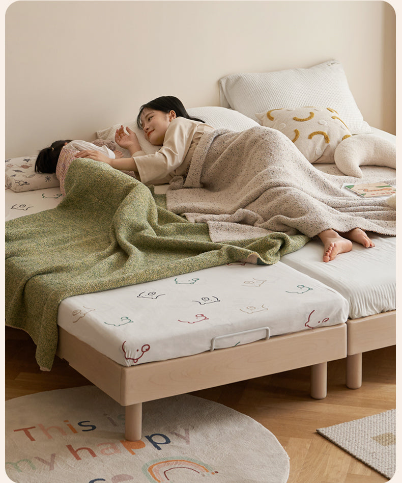 Rubberwood Solid Wood Mother-and-child platform bed, headboard-free bed