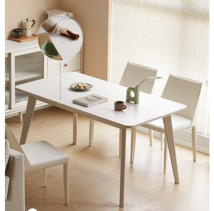 Birch Solid Wood Slate Cream Wind White Dining Table