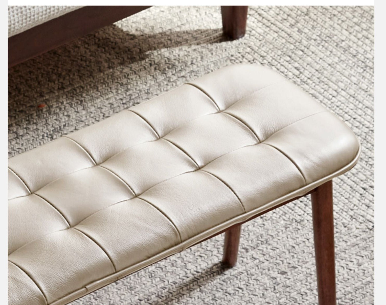 Oak Solid Wood Genuine Leather Bench