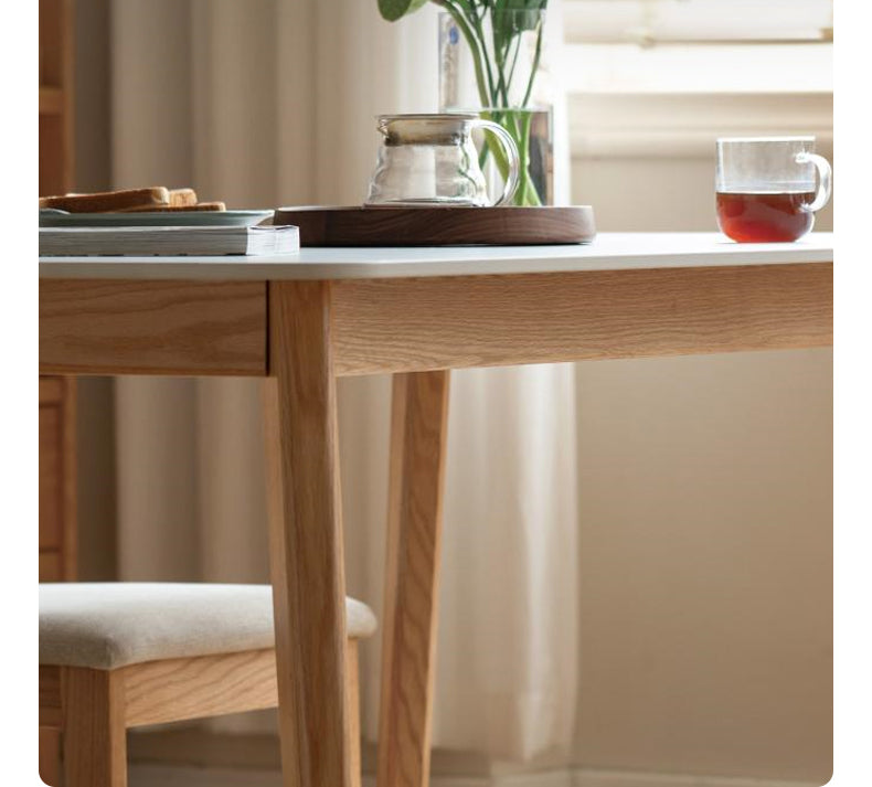 Solid RubberWood, Oak Solid Wood Rock Modern Dining Table