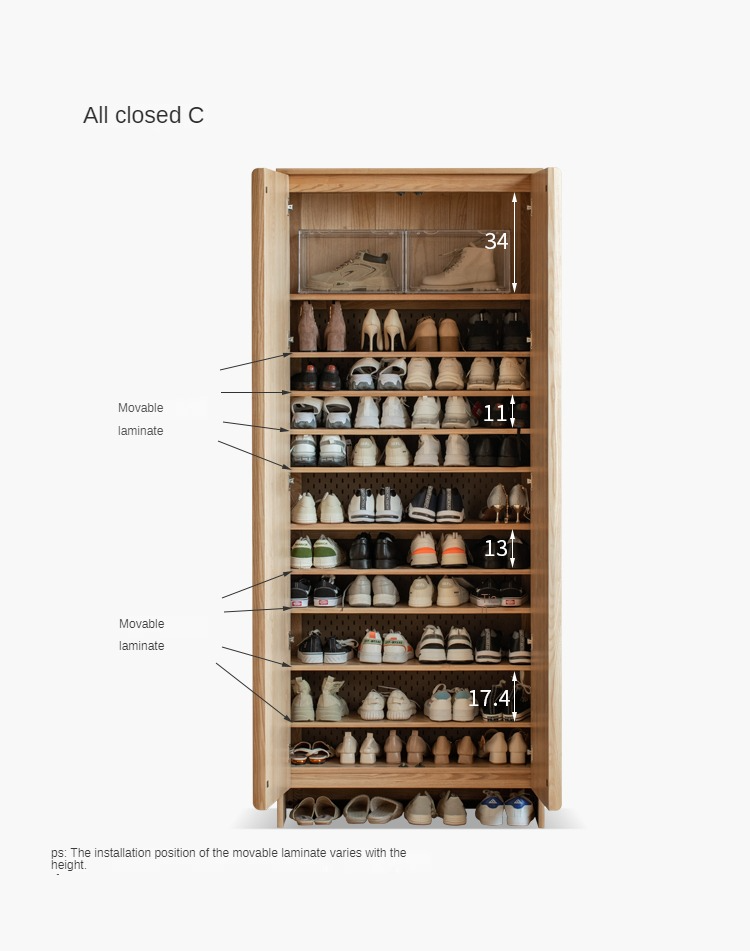 Ash, Oak Solid Wood Shoe Cabinet, Entrance Cabinet Combination Storage