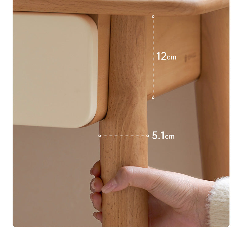 Beech Solid Wood Office Desk with 2 Drawers