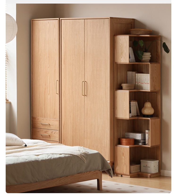 Oak Solid Wood Double Door Wardrobe.