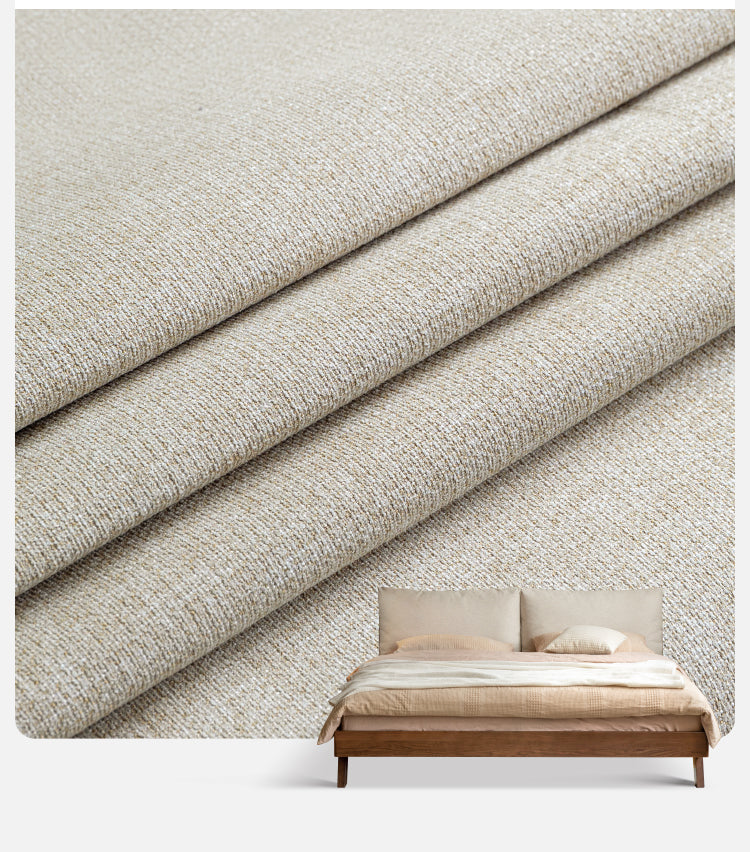 Oak Solid Wood with Fabric Upholstery Bed
