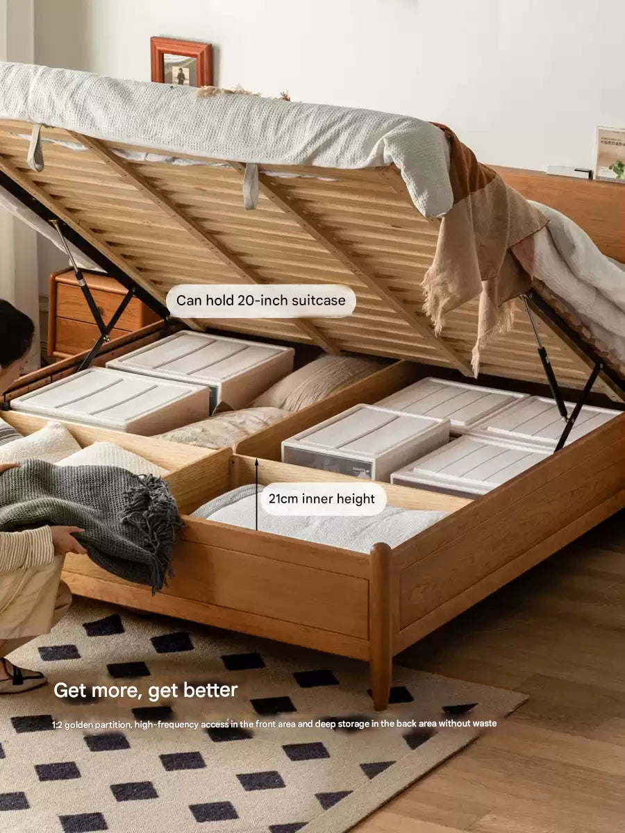 Cherry Wood, Black Walnut Solid Wood Box Bed