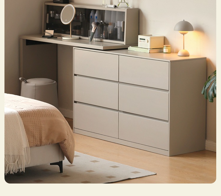 Solid Rubberwood Cream Style Dressing Table Integrated Drawer.