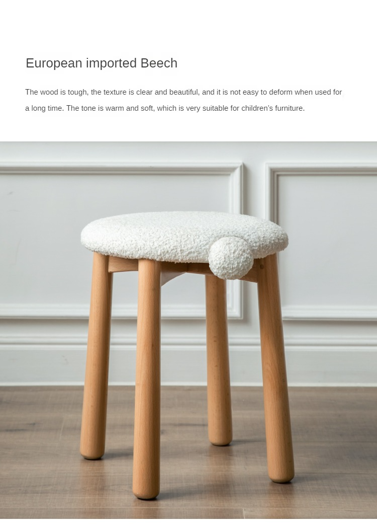 Bblack Walnut, Oak, Cherry, Beech, Sandalwood Solid Wood Makeup Stool