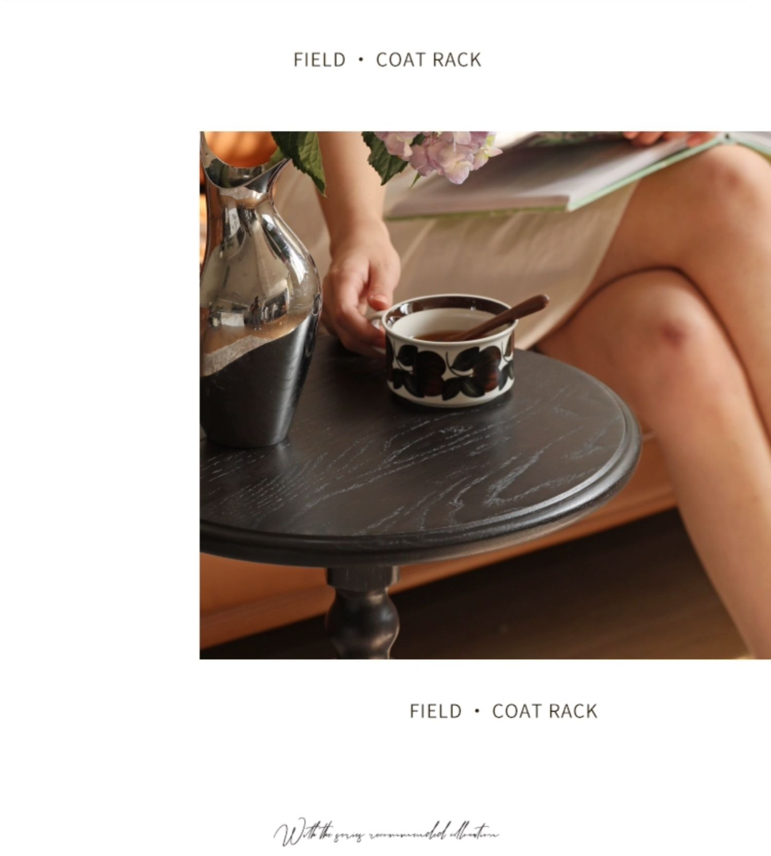 Oak Solid Wood Side Table Black Small Furniture