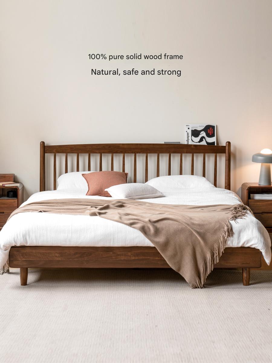 Black Walnut Solid Wood Bed Modern