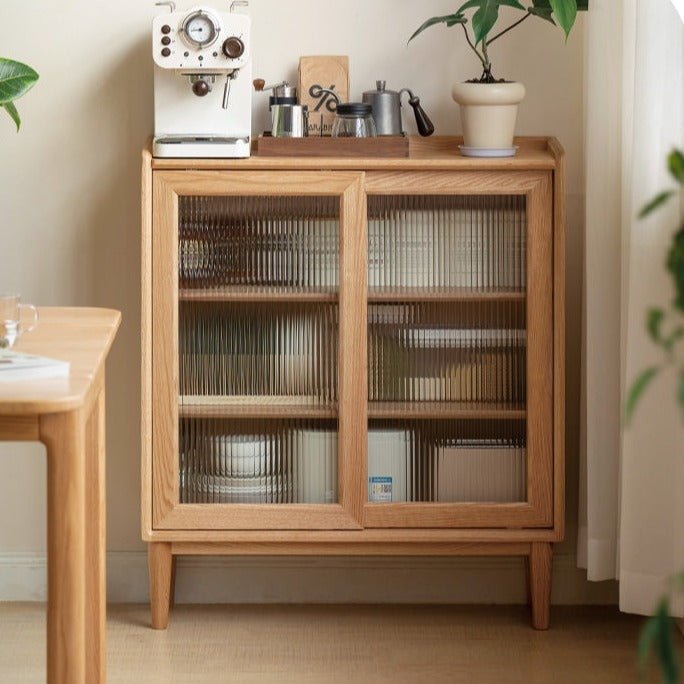 Oak Solid Wood Sideboard Slide Door