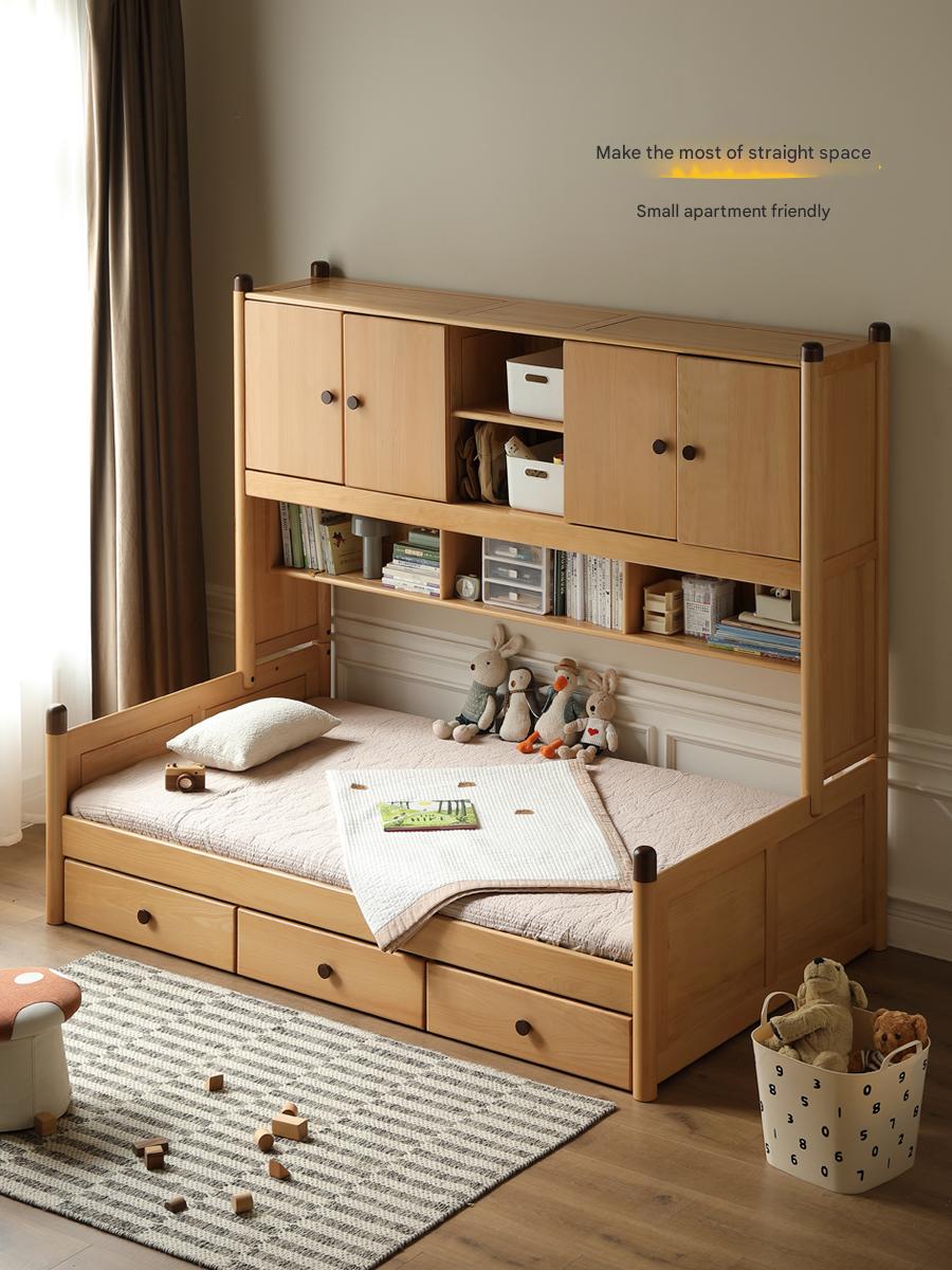 Oak solid wood Multi-function bed with storage