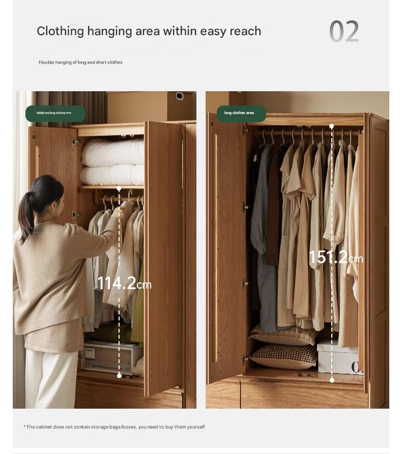 Oak Solid Wood Modern Wardrobe.