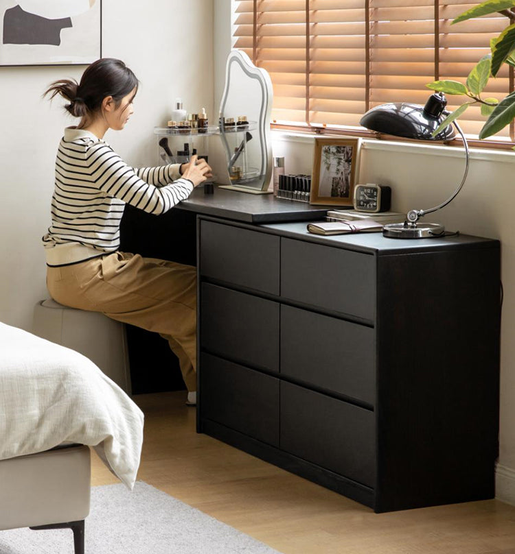 Oak Solid Wood Smoky Color Retro Dressing Table.
