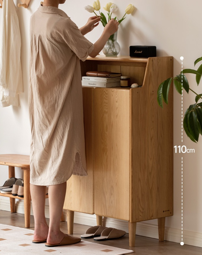 Oak Solid Wood Shoe Cabinet