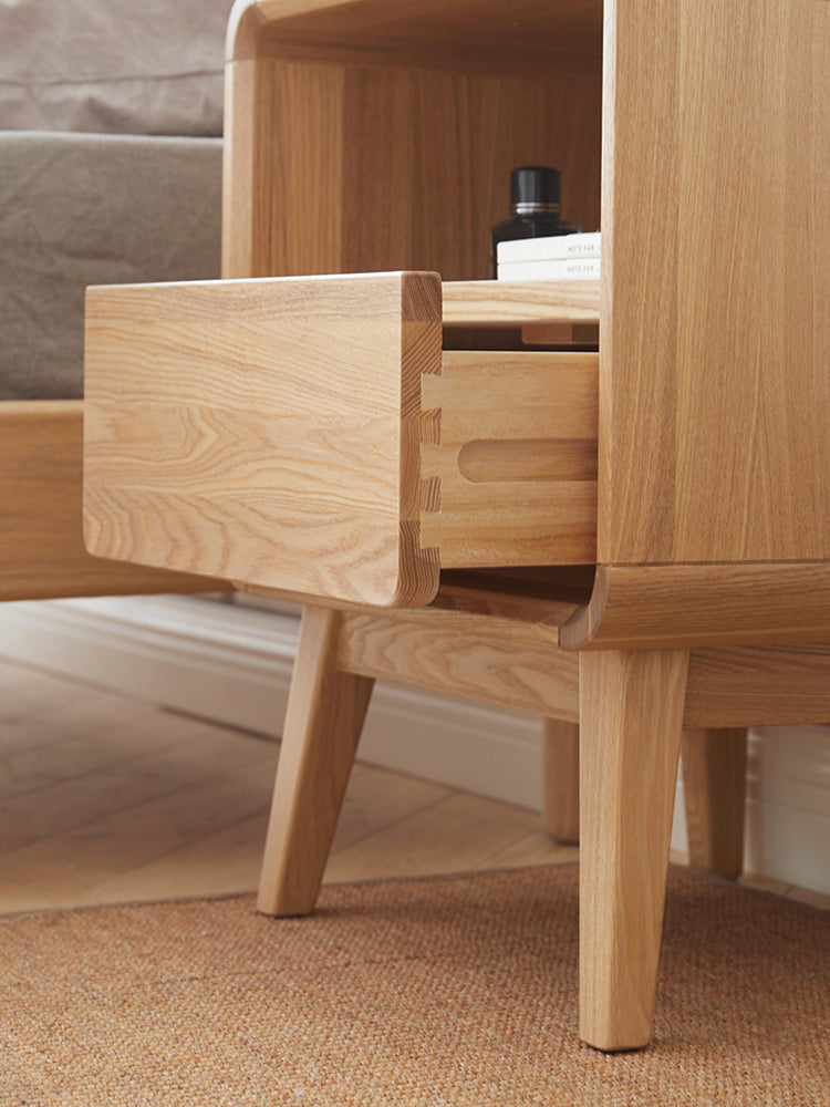 Ash Solid Wood Storage Modern Nightstand