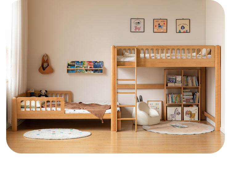 Beech solid wood children's bunk bed.
