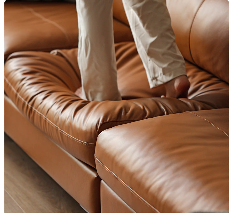 Genuine LeatherSofa, Light Luxury Top Layer Cowhide Italian Sofa.