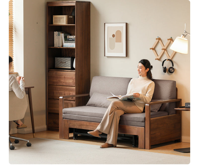 Black Walnut, Solid Sandalwood Folding Sofa Bed.