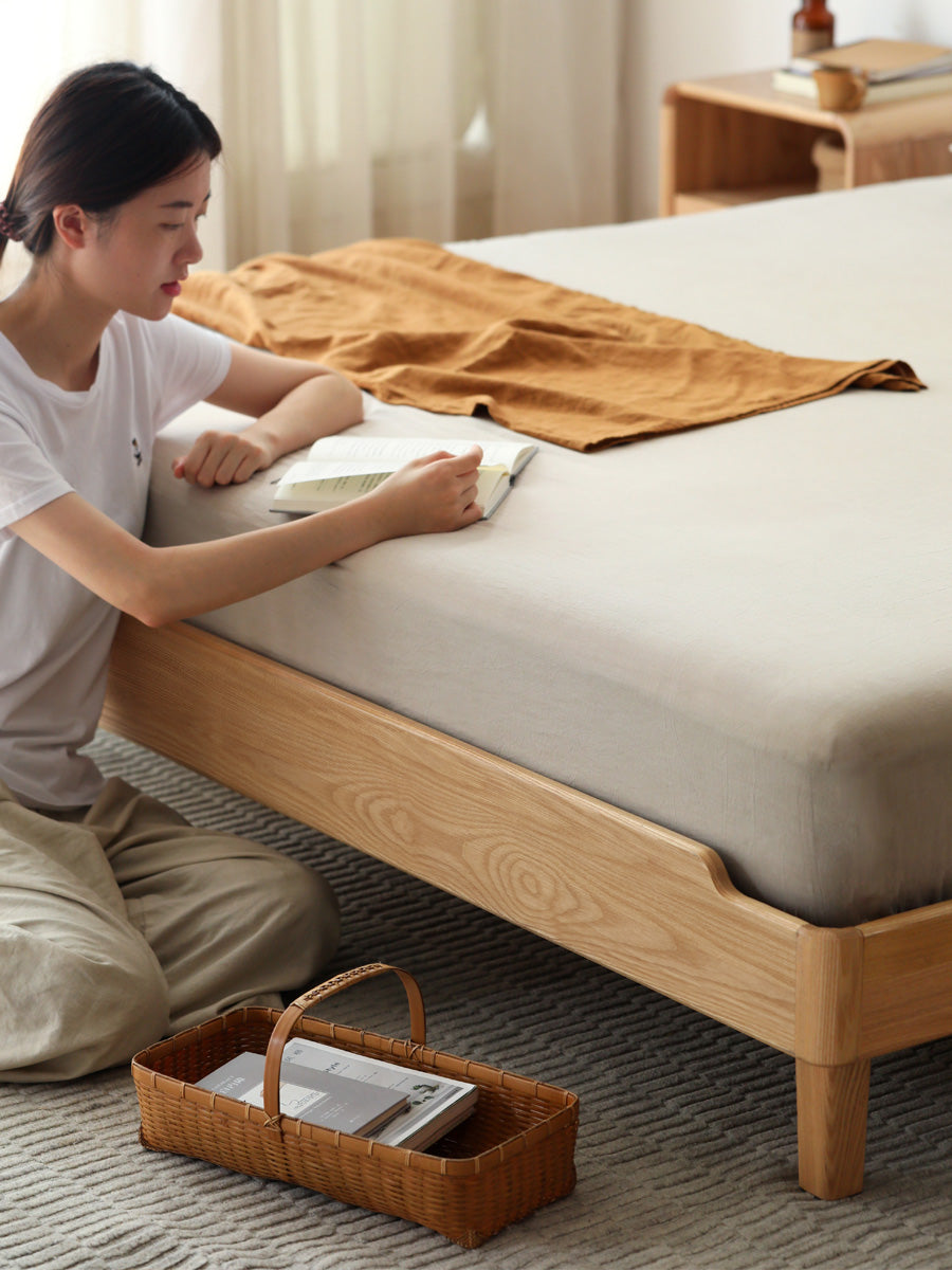 Ach, Oak solid wood platform bed, headboard-free bed
