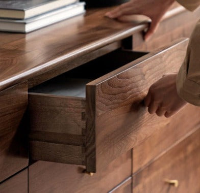 Black Walnut solid wood drawer, modern porch cabinet"