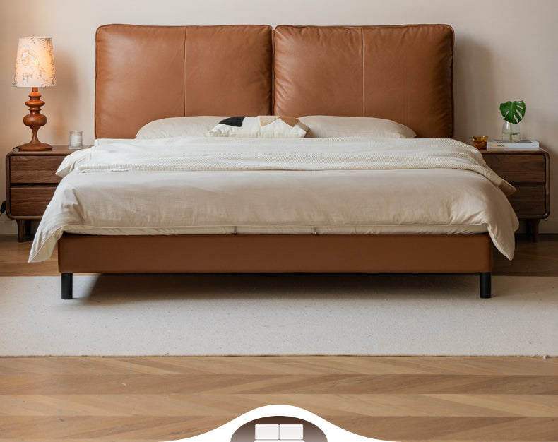 First Layer of Yellow Cowhide Bed Light Luxury