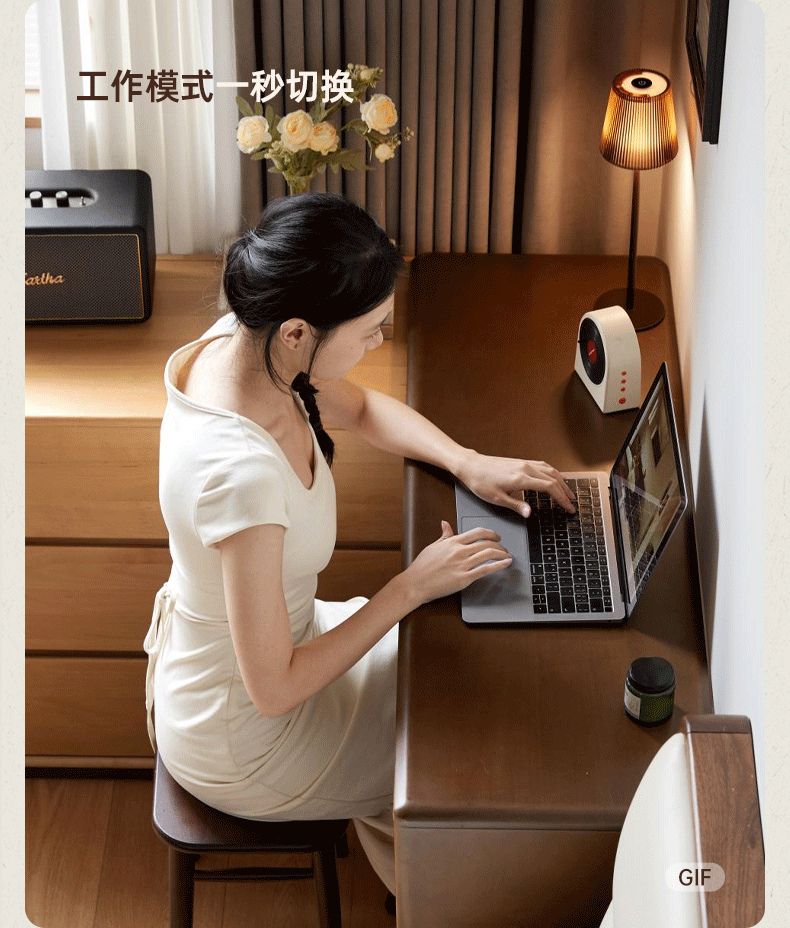 Beech Solid Wood Antique Style Vanity Table