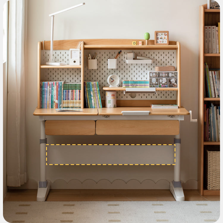 Beech Solid Wood Kids Raised and Lowered Study Table