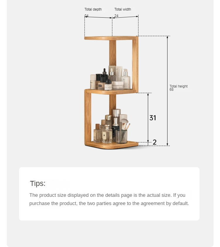Oak Solid Wood Сorner Table Shelves
