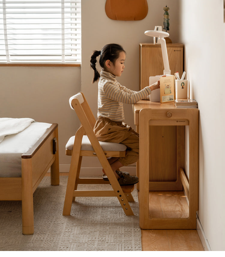 Beech Solid Wood Liftable Kids Study Desk